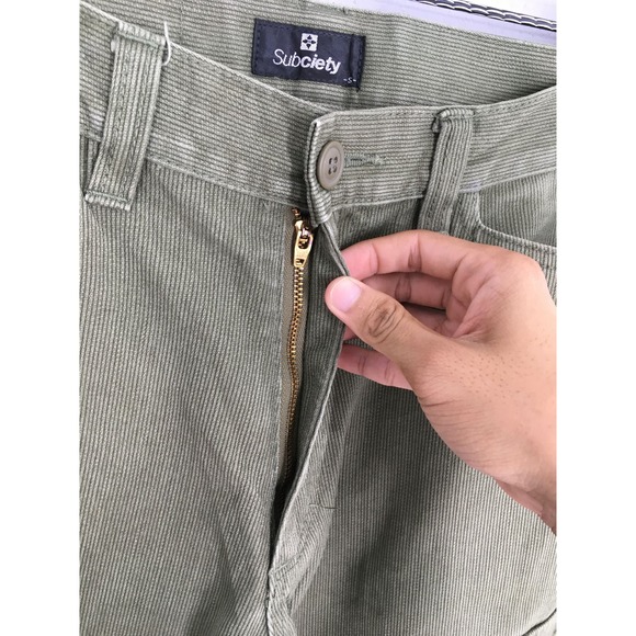 Subciety Japan Thick Cargo Pants Olive Green Military Style Size 30 - Picture 9 of 16